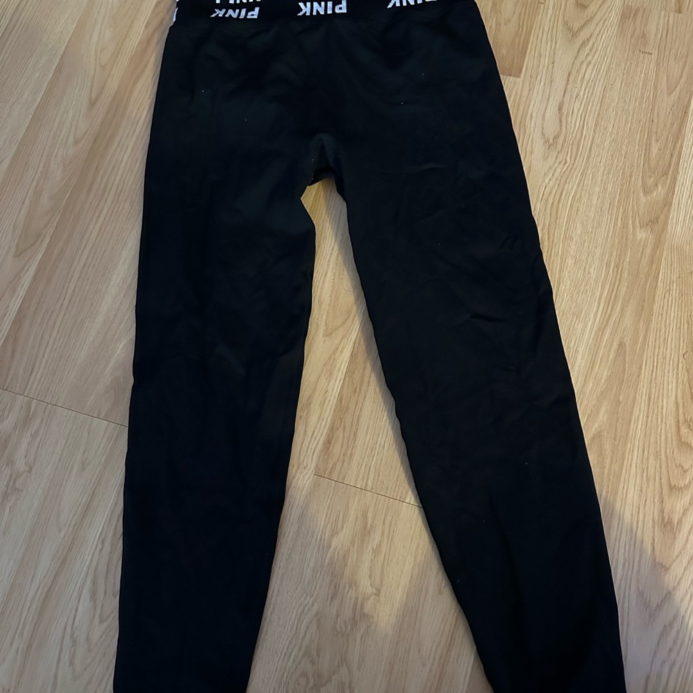 Black Leggings with VS Pink Waistband